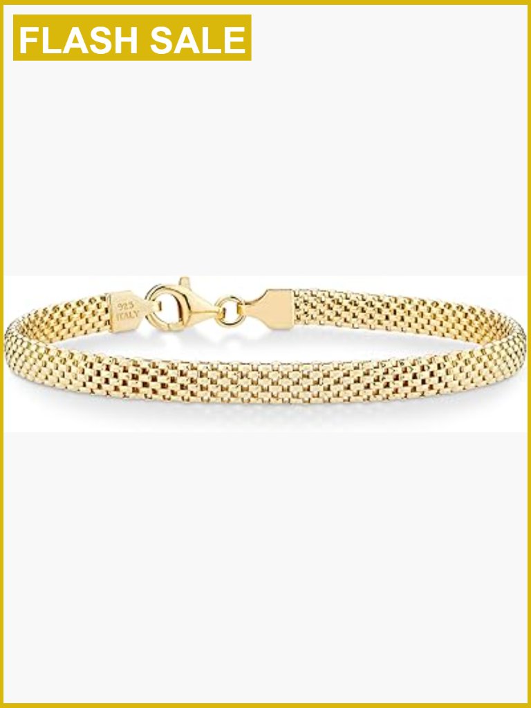 8 Inch Sterling Silver Mesh Link Bracelet, Lobster Claw Clasp, Hypoallergenic